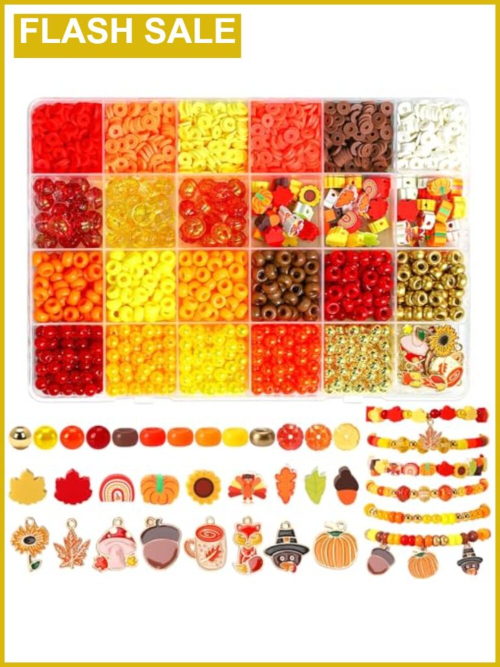 2100Pc Fall Bracelet Making Kit Polymer Clay Beads Charms Jewelry DIY